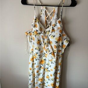 No Boundaries White Dress with Yellow Floral Print